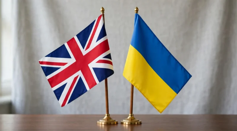 United Kingdom and Ukrainian flags representing the UK-Ukraine defense partnership