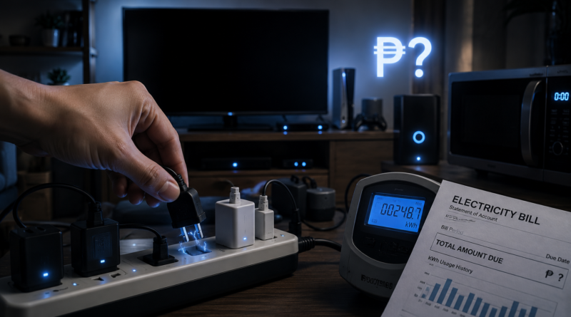 Hand unplugging household electronics to question how much standby electricity affects the electric bill.