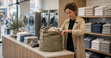 Customer using a wash-and-fold laundry service to save personal time