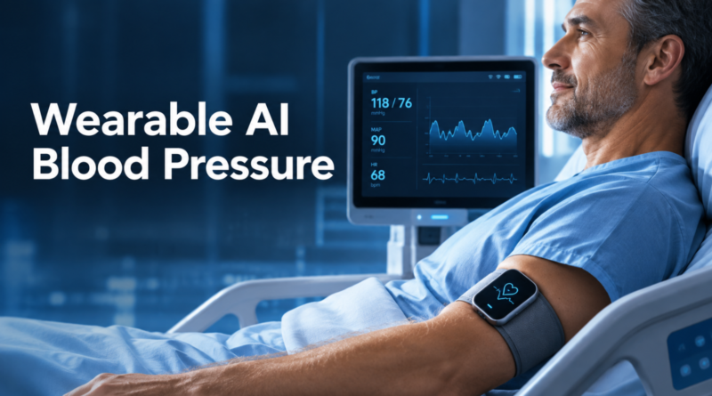 Wearable AI device monitoring blood pressure in a hospital patient