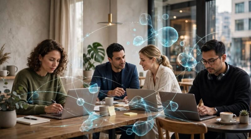 Distributed professionals comparing asynchronous work with live collaboration across time zones