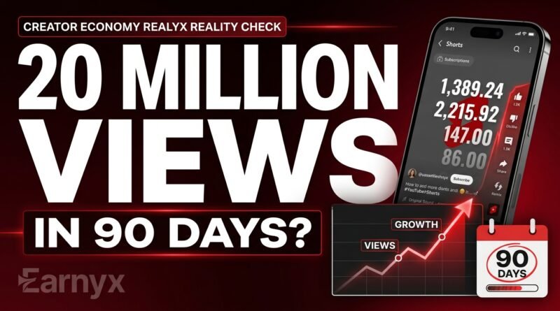 20 million YouTube Shorts views in 90 days monetization requirement