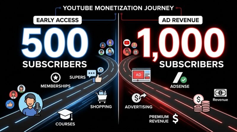 YouTube 500 versus 1,000 subscriber monetization milestones explained