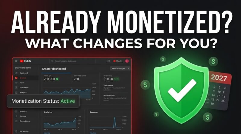 YouTube 2027 monetization rules for creators who are already monetized