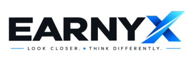 Earnyx logo with the tagline Look Closer. Think Differently.