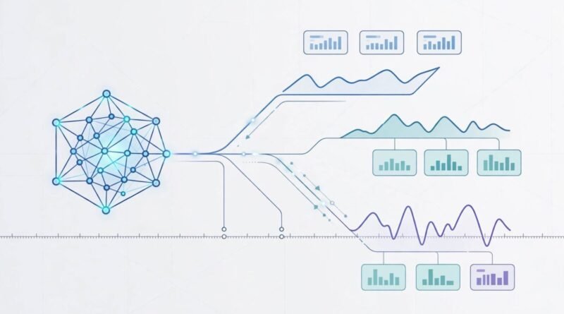 AI model drift concept showing the same AI system producing changing outputs over time