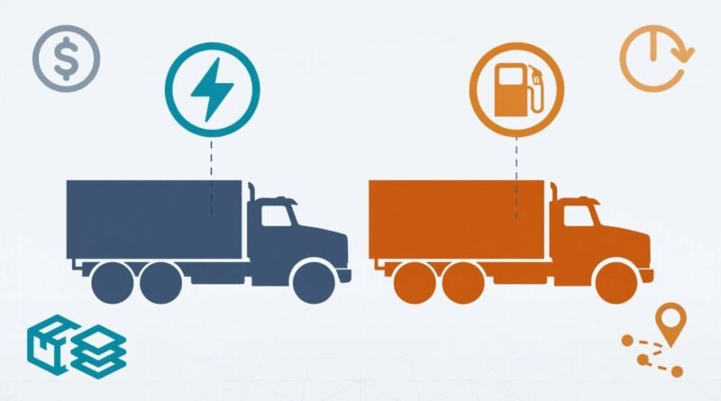 Editorial comparison of generic electric and diesel heavy-duty trucks, charging, fuel, range, and freight costs