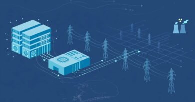 AI data center and electricity grid concept representing rising South Korea power demand